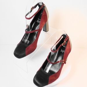 Impo,Black, Maroon, Gray Ankle Strap Pump